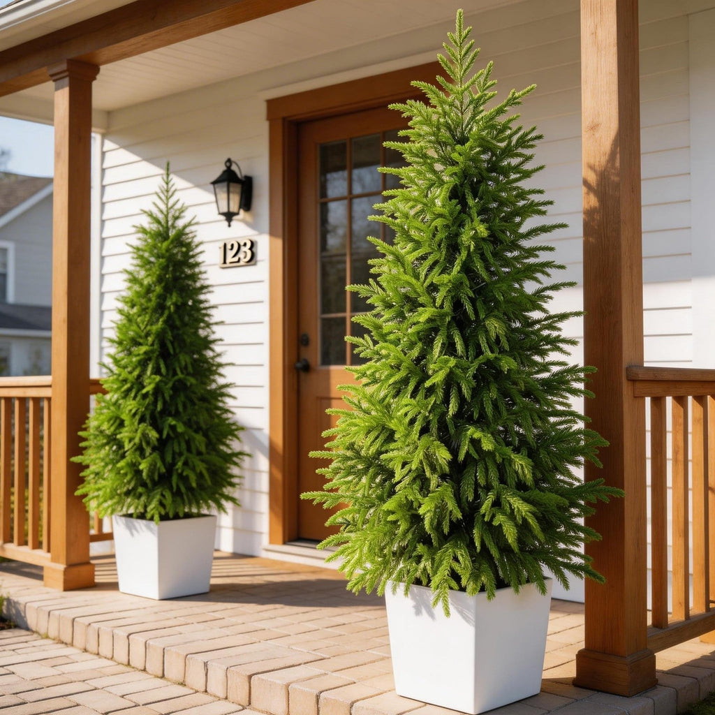 5FT Lighted Topiary Trees Artificial Outdoor | Artificial Norfolk Pine Tree O...