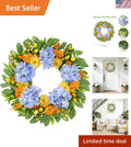 22-Inch Hydrangea Wreath: Stunning Silk Floral Design for Home and Weddings